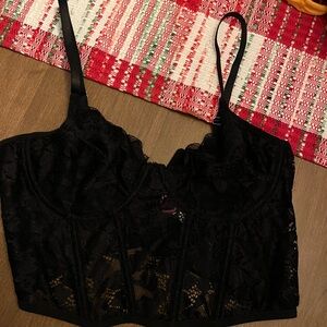 Black Lace Bustier Top- New with Tags